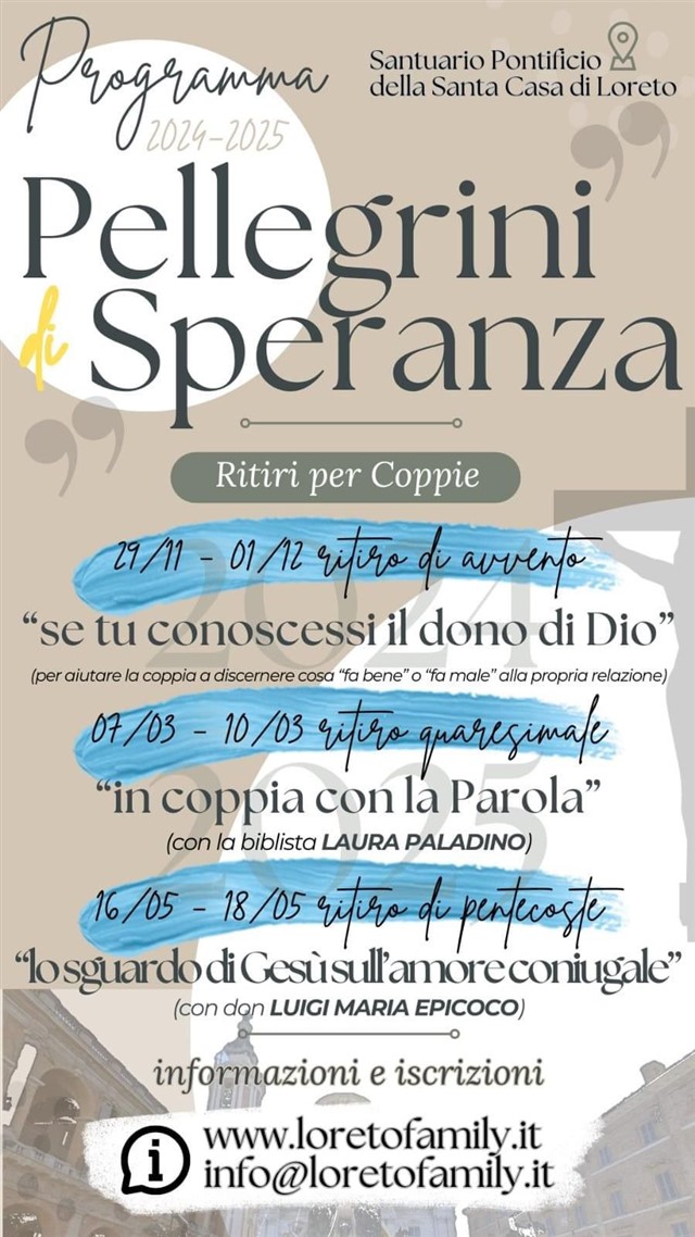 Evento: Pellegrini di Speranza - Ritiri per coppie - "In Coppia con la Parola"